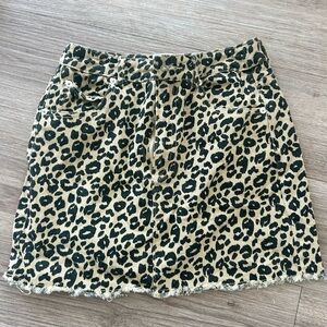 Cotton Candy LA Leopard Print Denim Mini Skirt Size XS